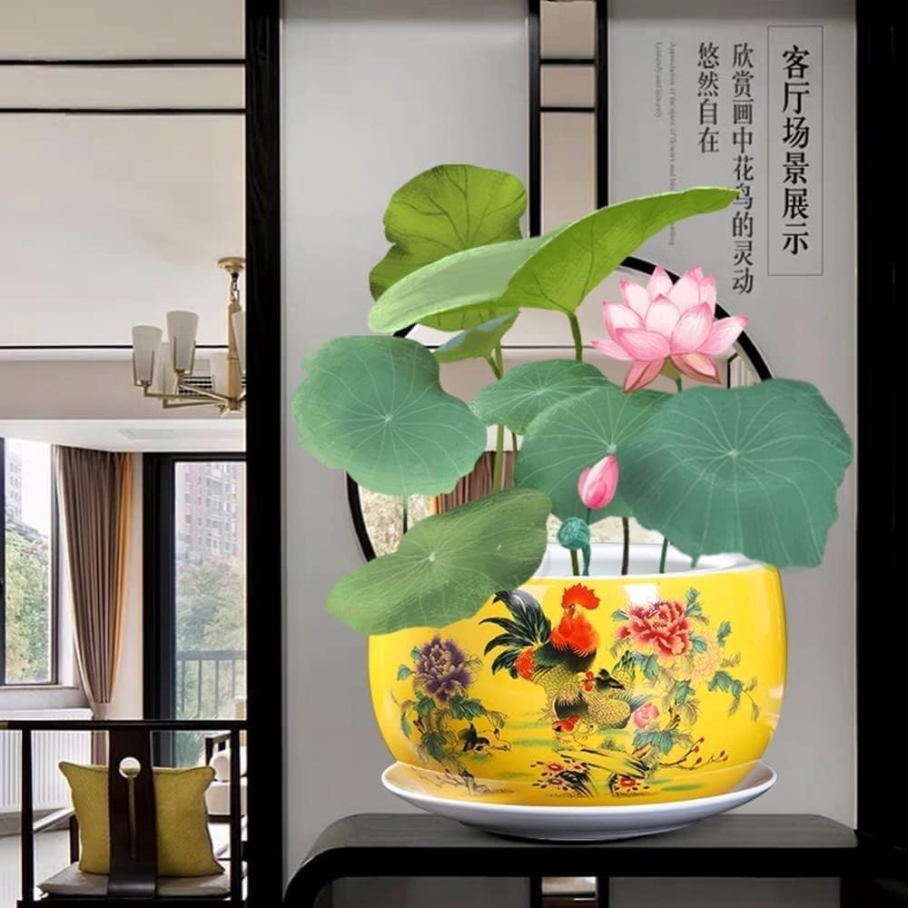 Ceramiczne doniczki na kwiaty, doniczki na rośliny, ręcznie malowana roślina ceramiczna Chinoiserie doniczka do sadzenia w pomieszczeniach na zewnątrz do użytku w ogrodzie z wazonem na kroplówkę