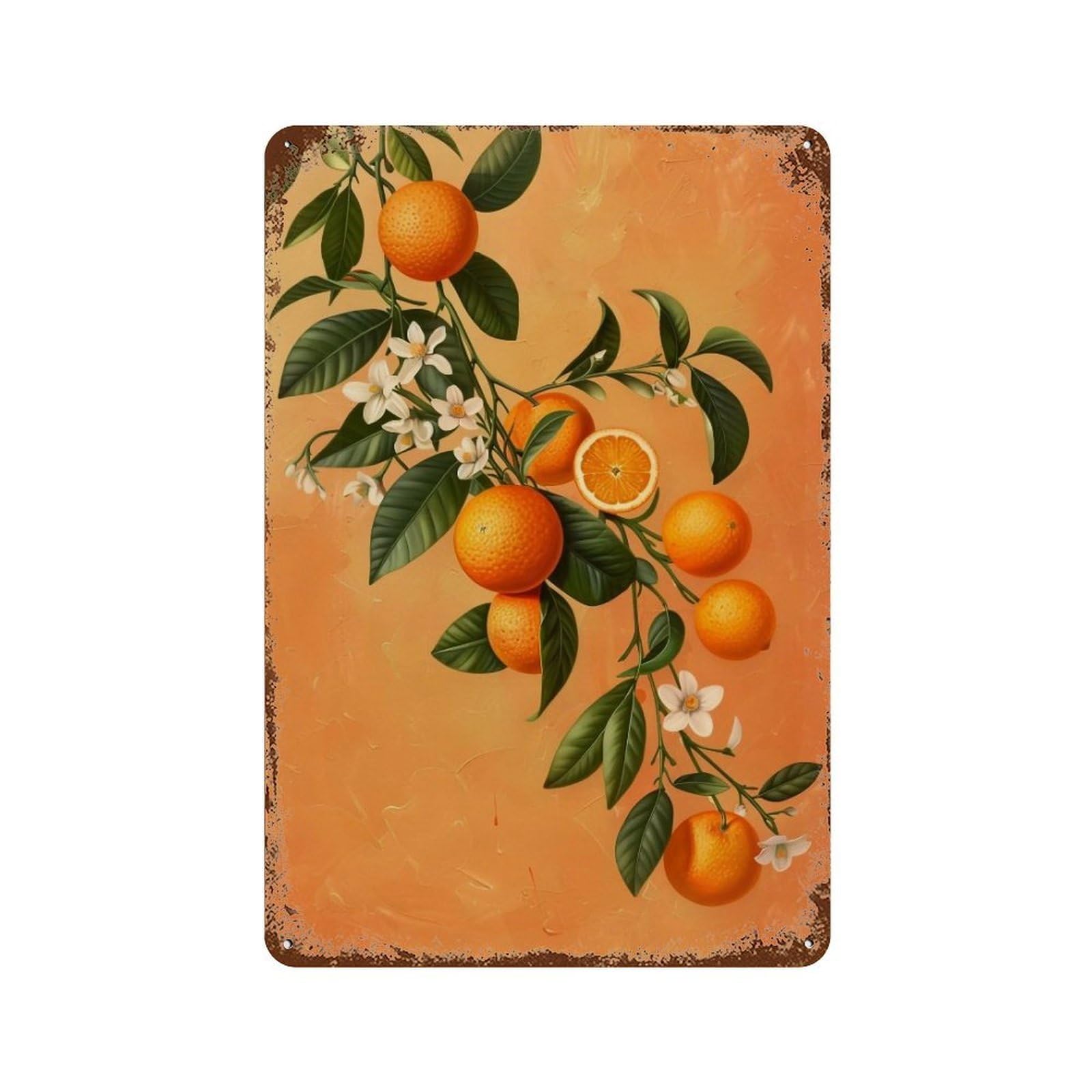 WUJHGRSG Orange Blossom Bough 01 Wall Art Retro Iron Vintage Metal Tin Sign Poster Modern Decor for Home Cofffee Club Bar Shop Style 30x20cm