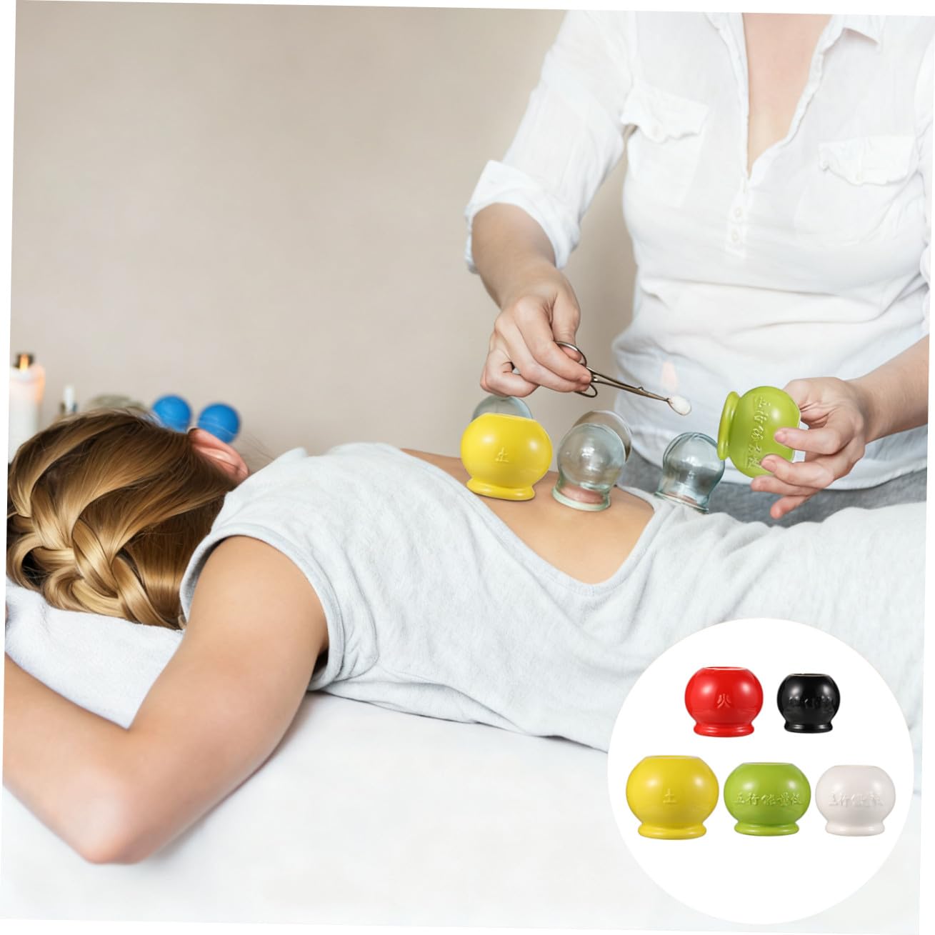5 Szt. Ceramicznych Kubków Do Terapii Bańkami z Wgłębionym Dnem Narzędzie Do Masażu Próżniowego Ergonomiczny