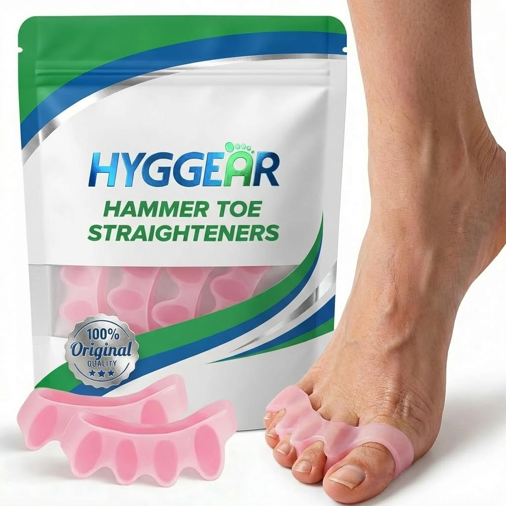 Gel Toe Spacers, Silicone Straightener for Bunions (Pink)