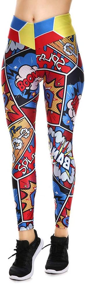 Women’s High Waist Quick Dry Running Tights Printed Training Compression Workout Pants