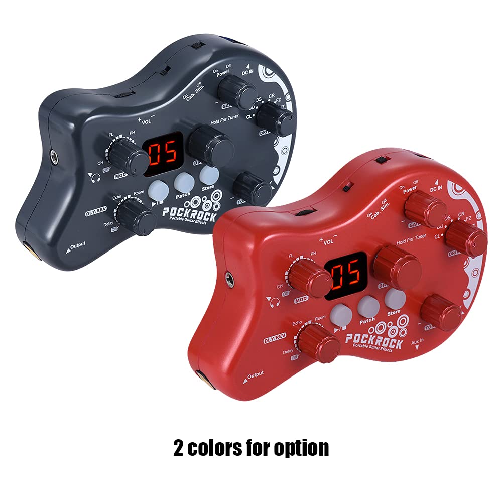 Pédale d’effets pour guitare, processeur multi-effets, 15 types d'effets, 40 fonctions de syntonisation, rythmes de batterie, avec adaptateur d’alimentation