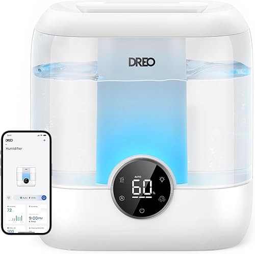 Dreo Humidificadores inteligentes para dormitorio, humidificador de niebla fría de gran tamaño de llenado superior de 6 litros para habitaciones