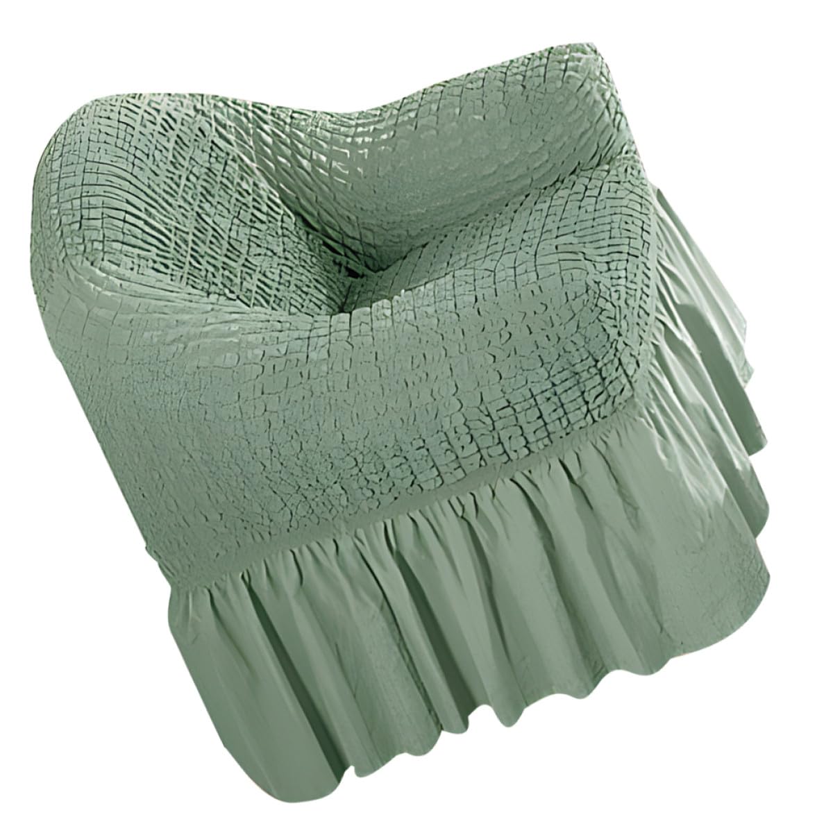 Funda de sofá verde bordes de tul jojofuny protectora y faldones elegantes