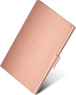 MaxGear Pocket Business Card Holder Case Slim Metal Name Card Case Holder Stainless Steel Card Holder Rose Gold