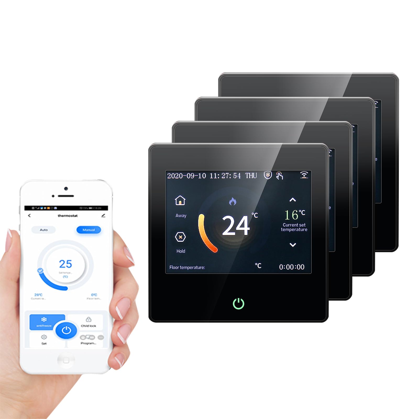 Kolorowy wyświetlacz inteligentny termostat WiFi programowalny termostat wodny, współpracuje z Alexa Google Home 3A 95~240V AC