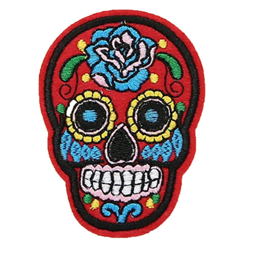Bongles Style 2 Skull Embroidery Patches Punk Rock Iron On Patches Clothes Stickers Applique