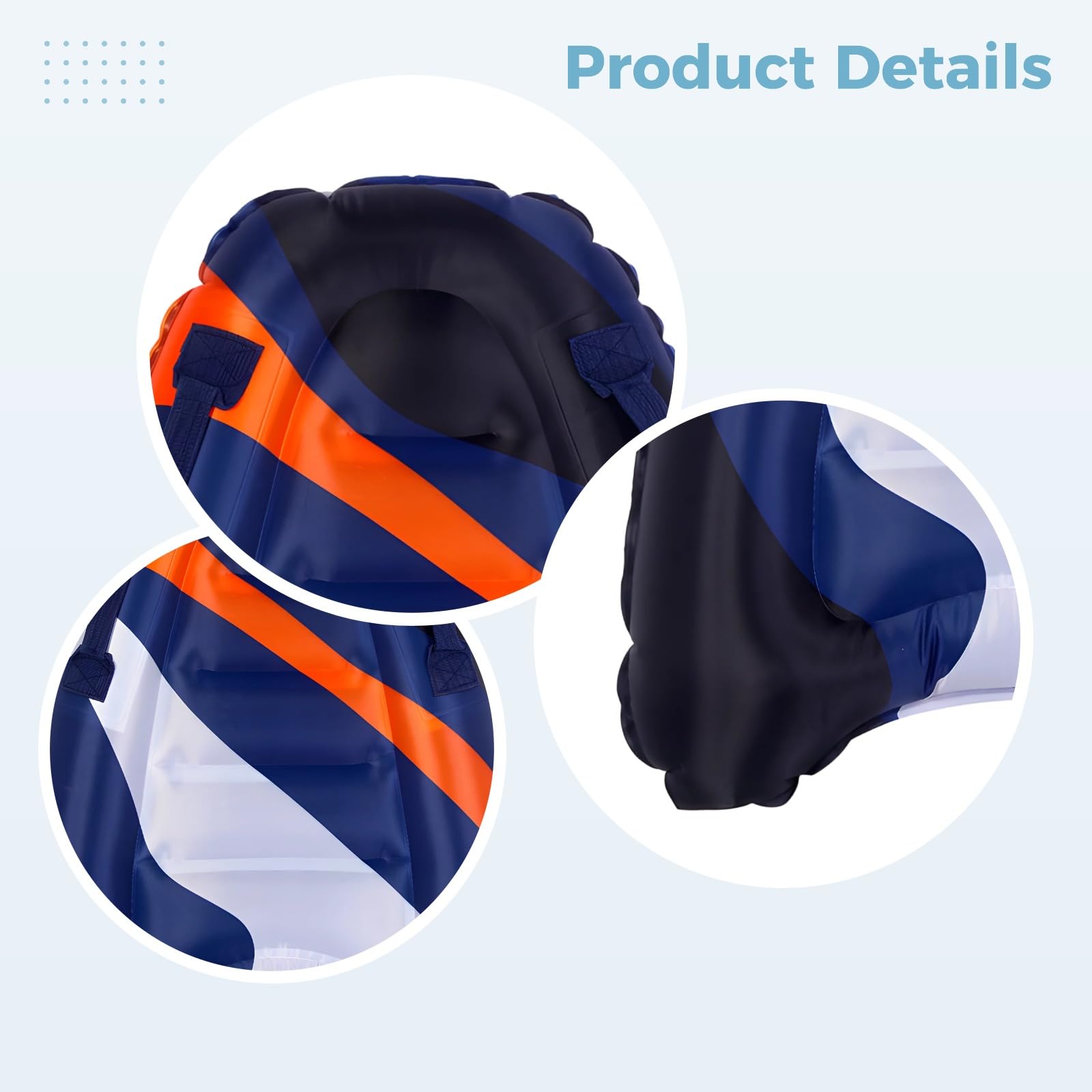 Aufblasbares Surfboard für Jugendliche und Erwachsene, 70 x 52 x 15 cm, gestreiftes PVC Bodyboard mit Griffen, leicht, tragbar, schwimmfähig, ideal für Schwimmen und Wasserspaß am Strand