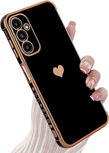KANGHAR Funda compatible con Samsung A14 5G para mujeres y niñas, borde chapado en forma de corazón de amor, suave TPU con 4 esquinas, protección a