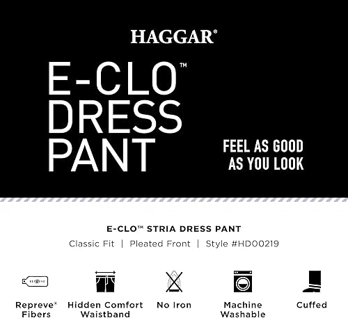 Miniatura 5 de Haggar E-clo Repreve Stria - Pantalón de vestir plisado frontal para hombre