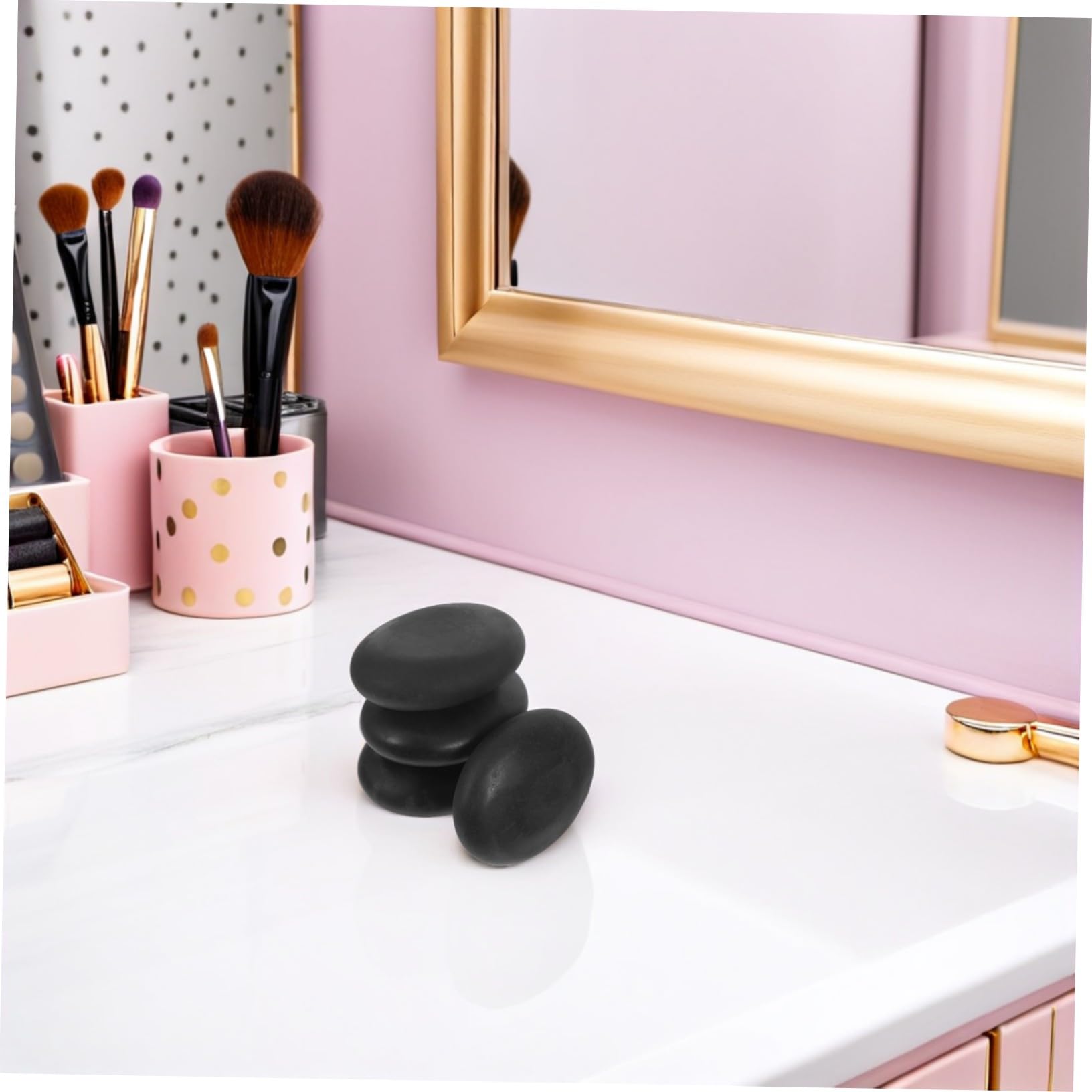 4 Piedras De Masaje Calientes Para Spa Calentadores De Basalto Para Salón De Belleza Cuidado De Pies Color Negro