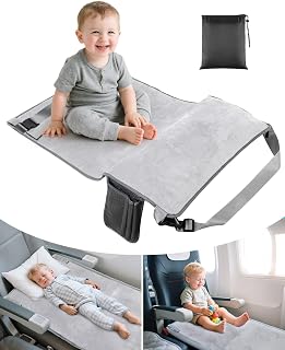 Toddler Airplane Bed, Portable Airplane Seat Extender Travel Bed for Kids, Soft Baby Plane Travel Essentials for Flying, Toddlers Long Flight Must Haves Footrest