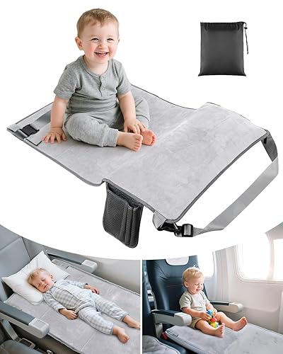 Cama de avión para niños pequeños, artículos esenciales de viaje para volar, extensor de asiento portátil para niños, cama de viaje imprescindible