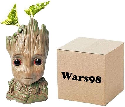 Amazon Com The Newest Groot Maceta De Flores Para Bebe Dibujos Animados Modelo Bonito Contenedor De Boligrafos Figuras De Accion Juguete Mejor Regalo De Navidad De 5 5 In Patio Cesped Y Jardin