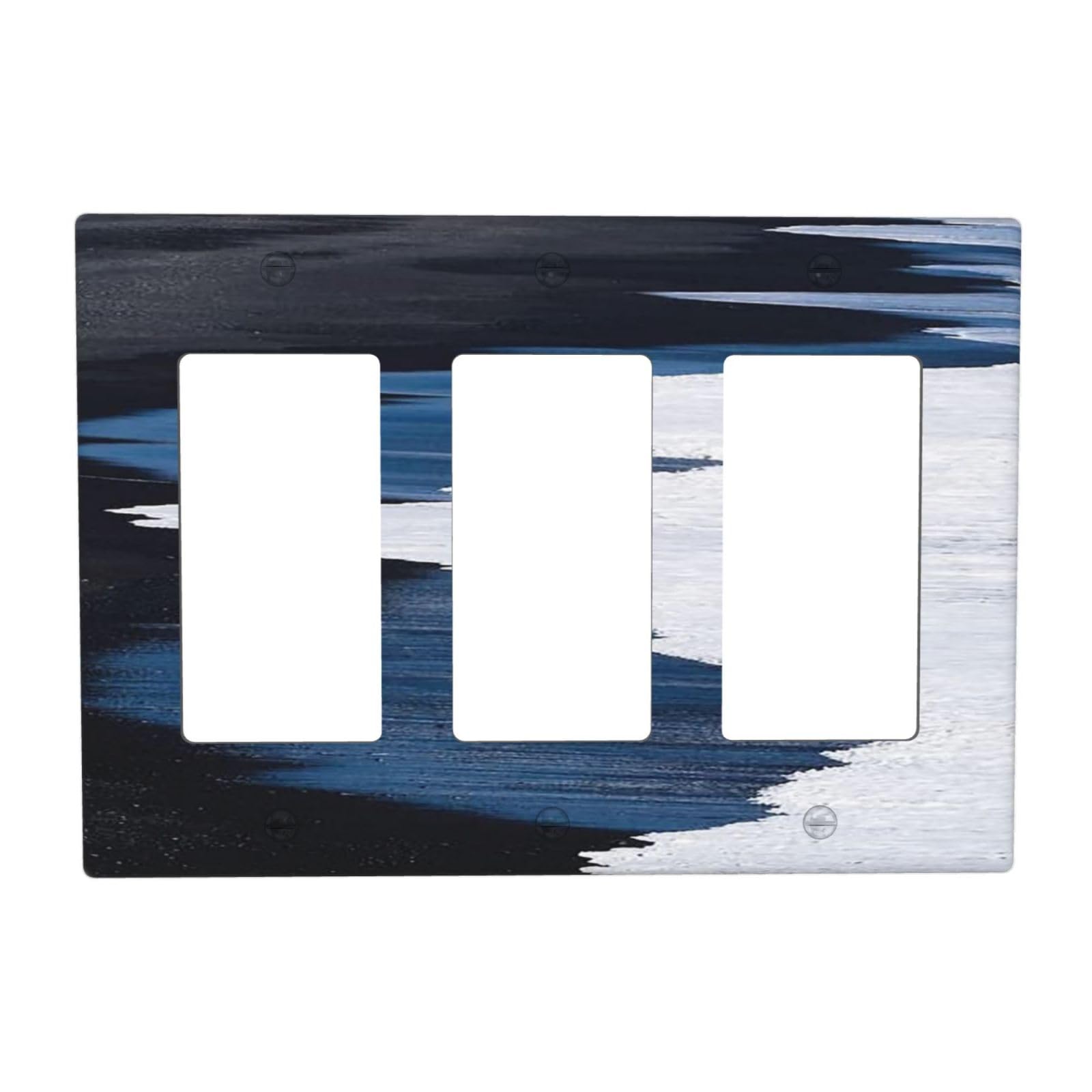 Sea Wave Beach Triple Rocker Light Switch Cover Navy Blue Decorative 3 Gang GFCI Wall Plates Cover Black White Painting Electrical Switch Plates