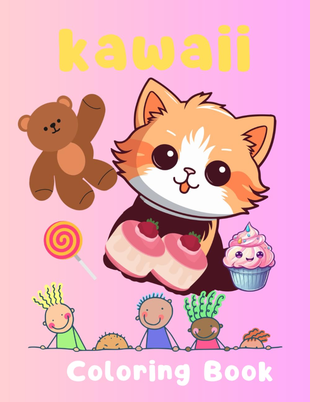 Kawaii Animals & Sweet Treats Coloring Fun: Cute Creatures, Cupcakes, Donuts, and Candy for Kids Ages 4-8: Large, simple designs perfect for toddlers, preschoolers, and kids ages 4-8