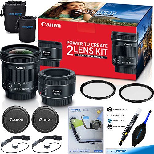 Canon Portrait and Travel Two Lens Kit with 50mm f/1.8 and 10-18mm Lenses - Deal-Expo Accessories Bundle