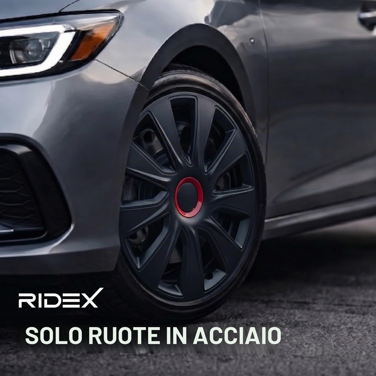 RIDEX Copricerchi 15" pollici nero Rosso Copricerchi Auto 100009A0011