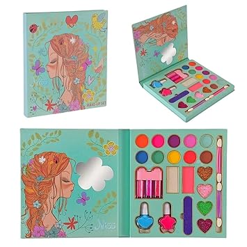 PLUSPOINT Kids Makeup Kit for Girl, Washable Makeup Set for Girls, Makeup Set for Kids, Girl Toys Children Play Makeup Kit with Folding Case Birthday Gifts for Girls Age 4 5 6 7 8 Year Old