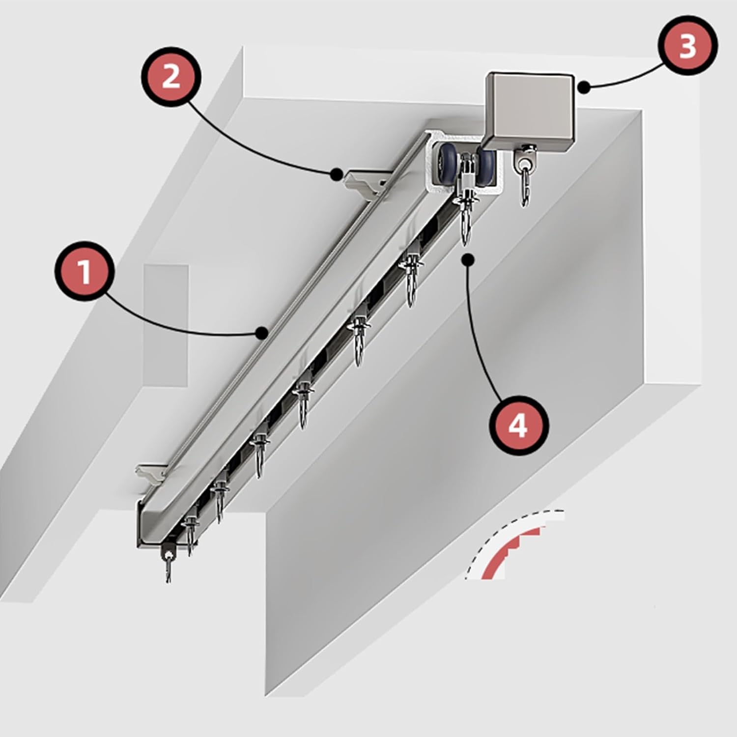 Ceiling Curtain Track Ceiling/Wall Mounted Curtain Rail Curtain Rail for Bay Window Thick Aluminum Alloy Material/Wall Mount with Roller Hooks for Rv, Bay Window, Room Divider(4m/13ft)