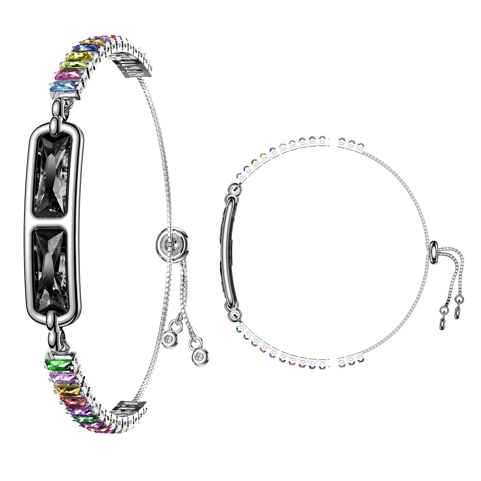 Yihou Smart Bracelet for Women Fitness Tracker Jewelry Fitness Bracelet Smart Band with Sleep Tracker Heart Rate Monitor Diamond for Android iOS Black Colourful