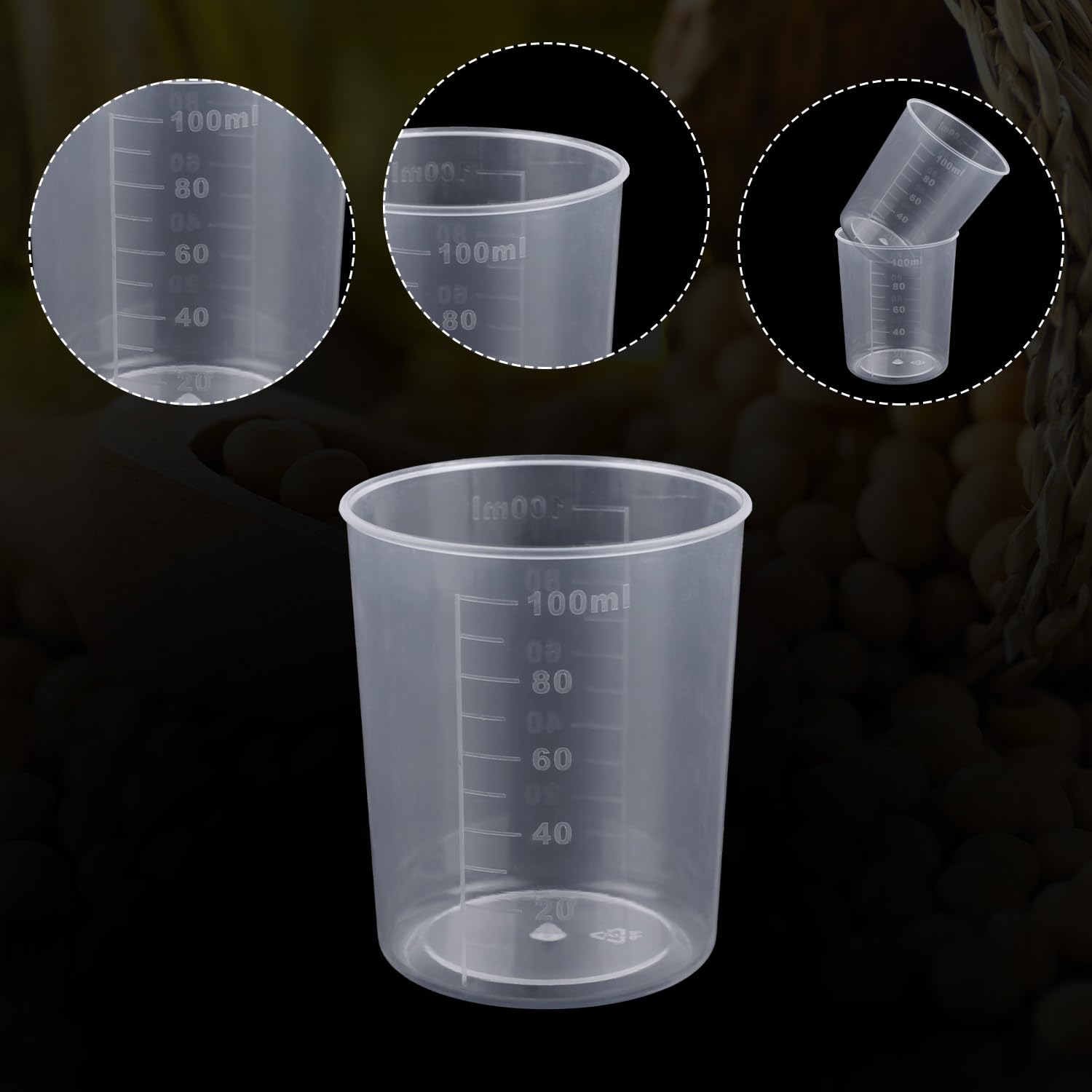 3pcs Rice Measuring Cups for Cooker 100ml Transparent Plastic Laundry Cup for Kitchen Dry and Liquid Ingredients Measuring Rice Cooker Measure Tools Kitchen Accessories - Image 3