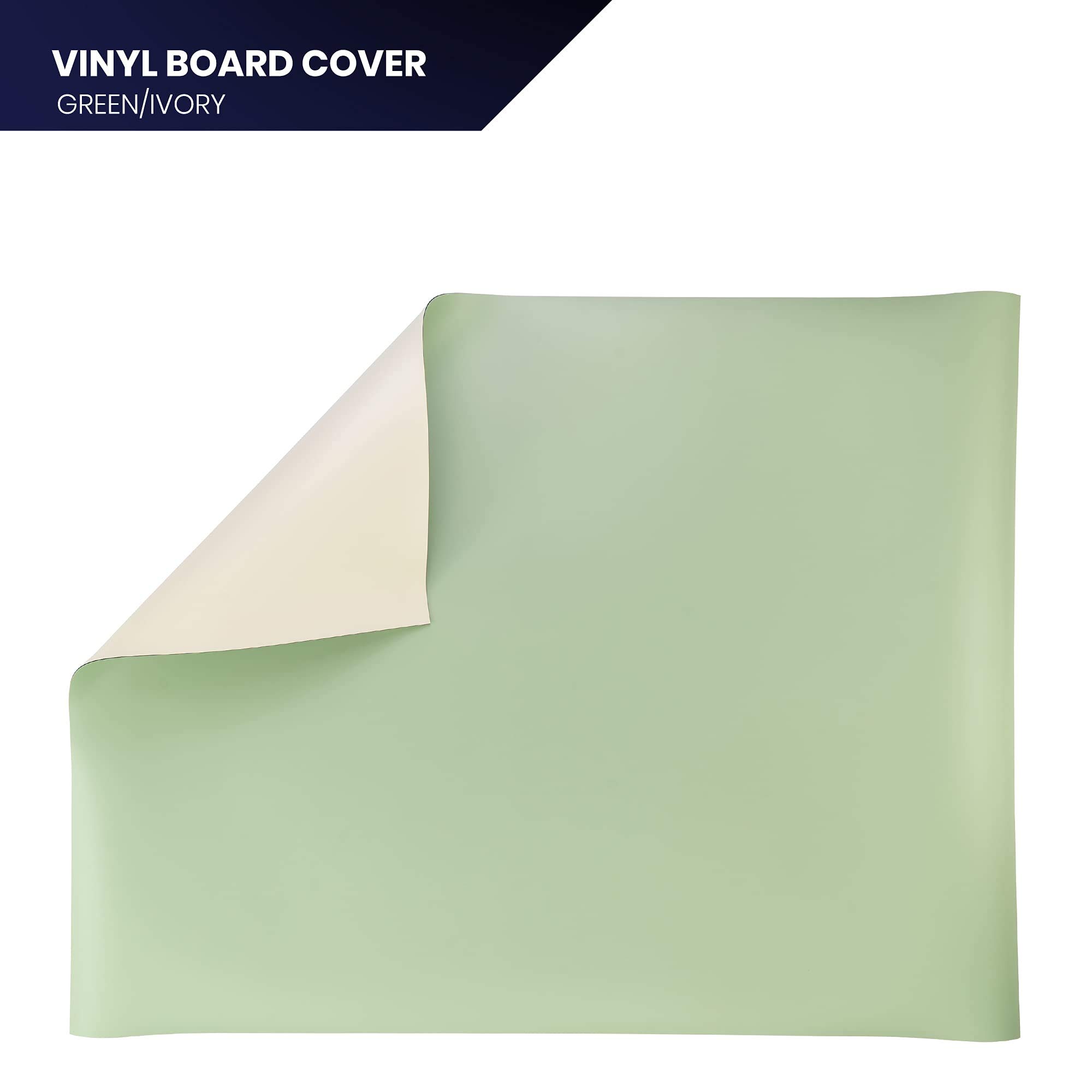 Pacific Arc - Copertura in vinile per lavagna, autoguarigione e antimacchia, colore: Verde/Avorio, 50,8 x 66 cm
