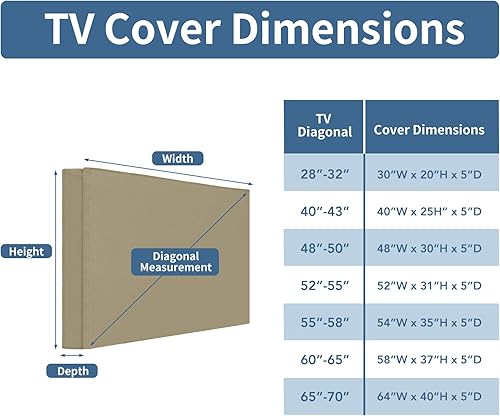 Miniatura 9 de Easy-Going Funda de TV resistente 600D para exteriores con solapa frontal que se abre para ver la televisión, uso cómodo sin quitar, funda duradera