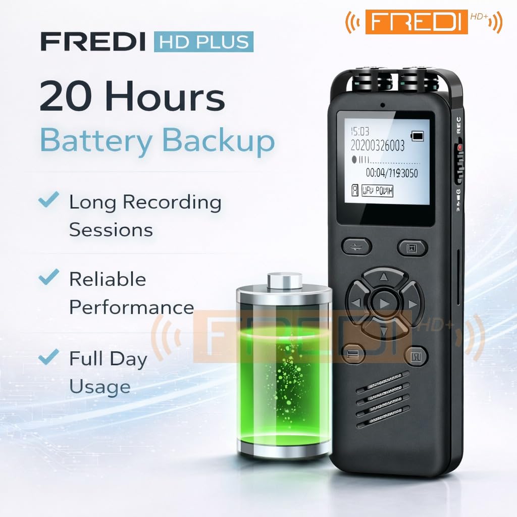 FREDI HD PLUS Voice Recorder 16GB Digital Audio Recorder with LCD Display, 512kbps Clear Recording, 69H Storage, MP3/WAV Playback, USB Portable Device for Lectures Meetings Interviews 4