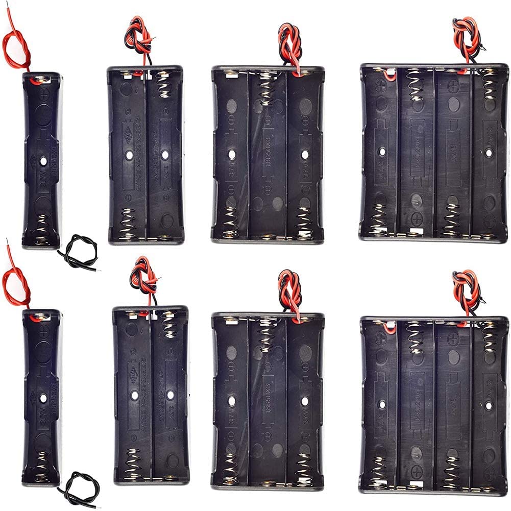 8個入り 18650 バッテリーホルダー 電池ボックス リードハーネス付き DIY 3.7V 電池収納ボックス 18650 電池ホルダー バッテリーボックス リード線付き 製造および電子機器の修理用 LEDストリップに適しています 3.7V直列回路DIYバッテリー収納ボックス 1スロット 2スロット 3スロット 4スロット（サイズごとに2つ）