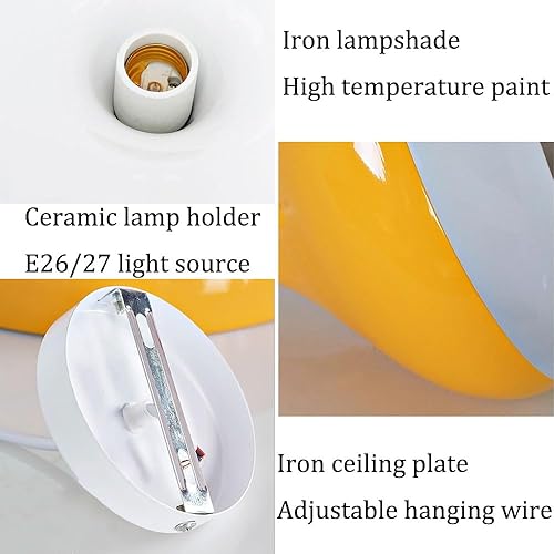 Miniatura 7 de Moderna lámpara colgante amarilla con acabado brillante, iluminación colgante de metal en diseño colorido iluminación colgante industrial para