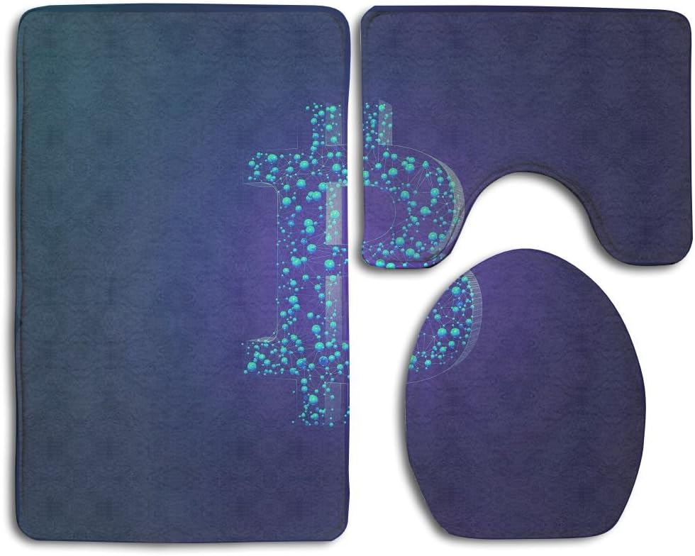 Oblong Bitcoin Rich Bathroom Rugs Set Easy Clean Bathrugs