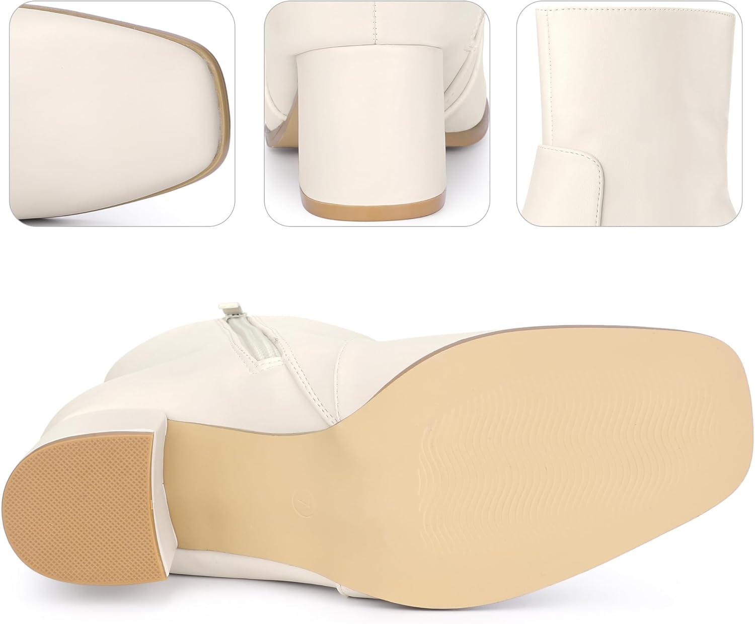 Perphy Square Toe Side Zip Chunky Heel Ankle Boots for Women