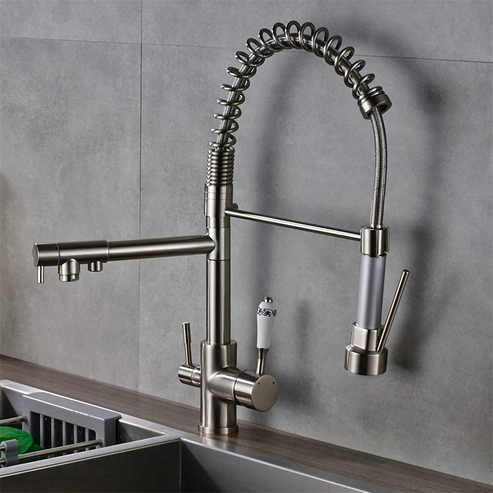 Rubinetto lavello cucina bagno, rubinetti cucina Torneira para Cozinha De Parede Gru per rubinetto filtro acqua cucina Miscelatore lavello a tre vie Rubinetto cucina/Nichel Comfortable anniversary