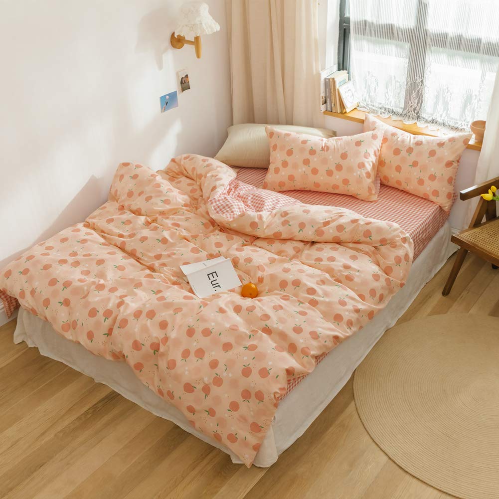 CCoutueChen Pink White Floral Comforter Set Full Size Aesthetic Cherry Blossoms Bedding for Women Girls Chinese Ink Flower Painting Quilt Set 3Pcs Soft Lightweight Summer Bed Set
