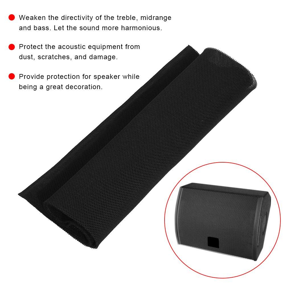 Socobeta Panno della griglia del Tessuto dell'altoparlante Tessuto Antipolvere Stereo Protettivo Antipolvere della griglia dell'altoparlante 1.4m x 0.5m(Nero)