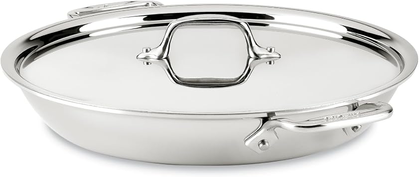 All-Clad D3 Stainless Steel Non Stick 3 Quart Braiser Pan- Made in the USA- The Original Bonded Professional Cookware- Oven Safe & Induction Compatible