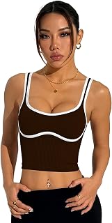 Aahwan Solid Round Neckline Sporty Contrast Trim Crop Tank Top for Women's & Girl's Price In India