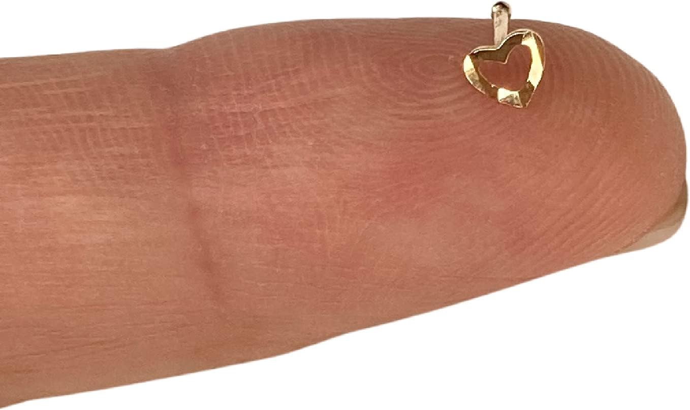 Ellie J Maui Nose Pin 14k Gold | Diamond Cut Heart Nose Bone | Tiny Cute Nose Piercing Stud | Gift Under 50 | Darling Dainty Heart Shaped Pierced Jewelry for the Nostril | 22g Gauge Nose jewelry - Image 3
