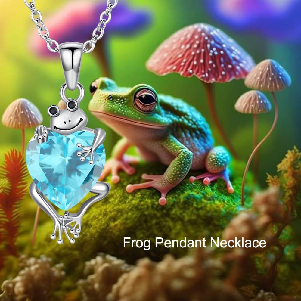 LONAGO Frog Necklace Birthstone Frog Pendant Necklace Present for Women Friends