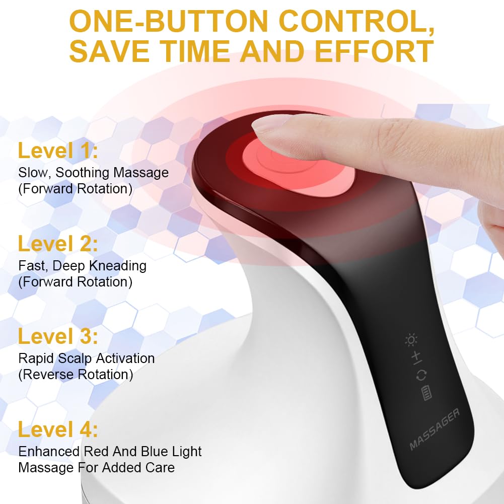 Vicloon Masseur de Tête Portable et étanche IPX7, Massage de La Tête électrique avec 8 Têtes de Massage Amovibles et 4 Modes de Massages, Masseur de Cuir Chevelu pour Chiens et Chats