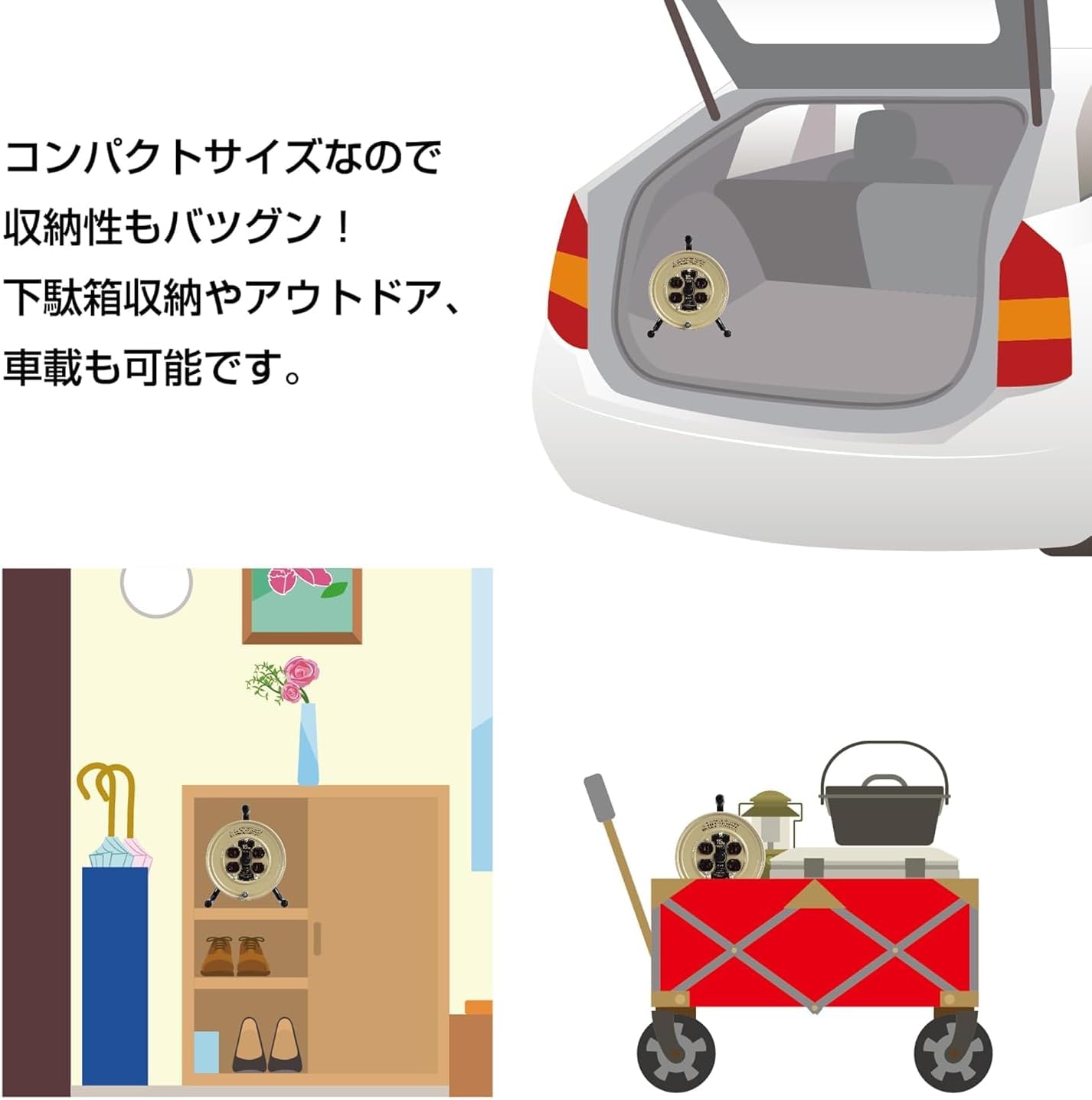 Amazon.co.jp: ハタヤ (HATAYA) コードリール 屋外用 (防雨型) 100V型 コード15m 太さ1.25㎟ 標準型 接地付  コンセント4個 コンセント防雨キャップ 家庭用 工場用 建設現場 フラットリール FF-15K : 産業・研究開発用品 コードリール 15m 2P 4個口コンセント 125V 15A 防塵シャッター付き 工場 アウトドア レジャー キャンプ JY-15