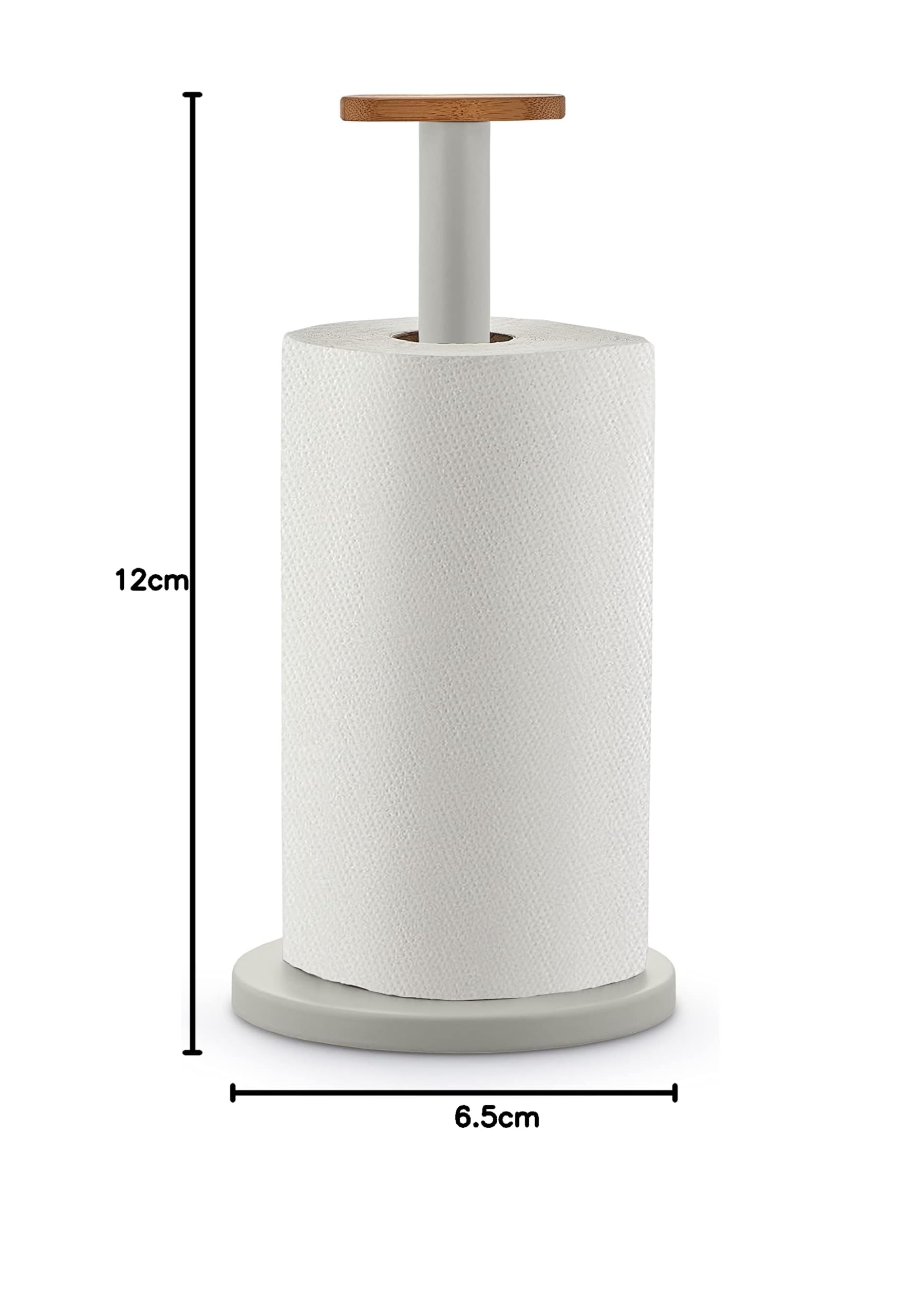 Alessi Mattina BG05 WG - Porte-rouleau Design en Acier Coloré avec Résine Epoxy et Bouton en Bois de Bambou, Gris Chaud