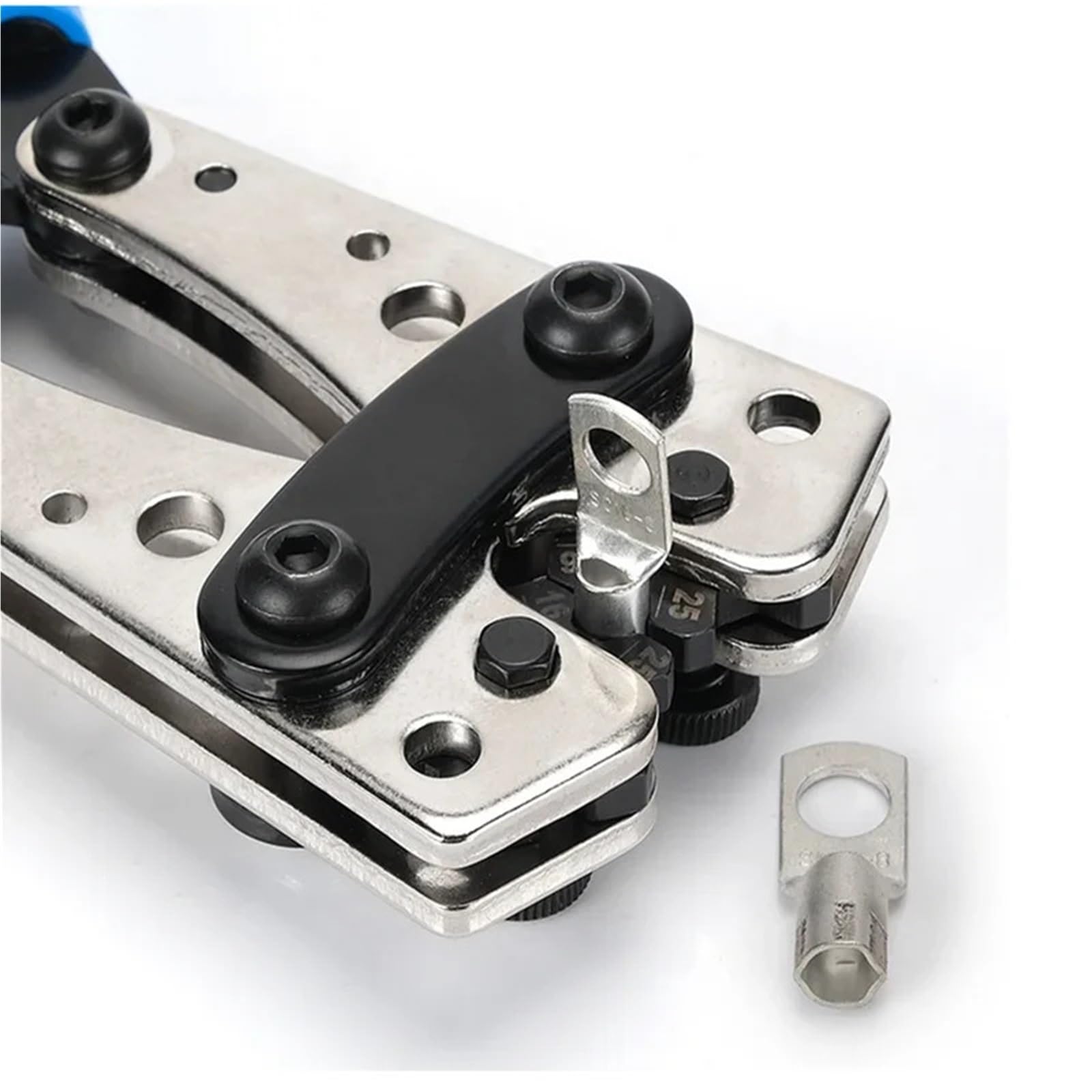 Pince à sertir hydraulique HX-50B, pince à sertir 6-50 mm, cosses à anneau en cuivre 1-10 automatiques pour câbles nus, outil de sertissage pour cuivre et aluminium (jeu de trois pièces 50b)