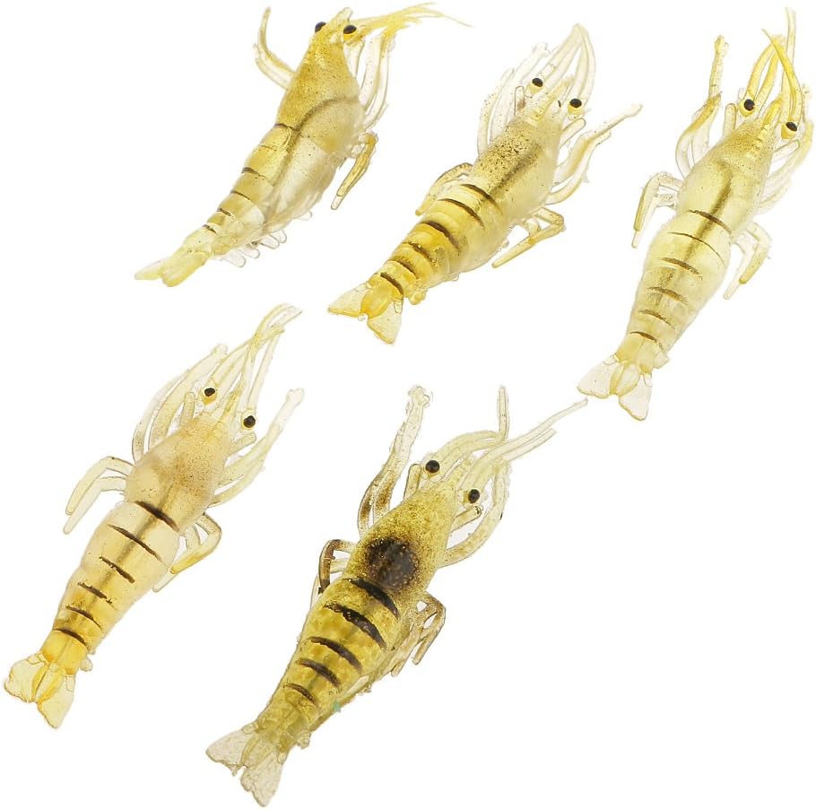 5Pcs Soft Plastic Simulation Prawn Shrimp Saltwater Fishing Lures Hook Artifi (54008718mg)