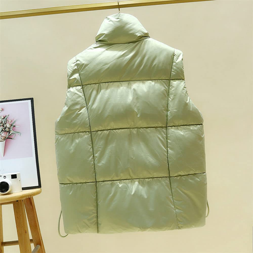 Doudoune Femme sans Manches, Weste Damen Gilet Matelassé Léger Col Montant Vert Chaud Rembourré Décontracté Steppweste Manteau d'hiver sans Manches pour Femmes Adolescent Bureau Sport De Plein