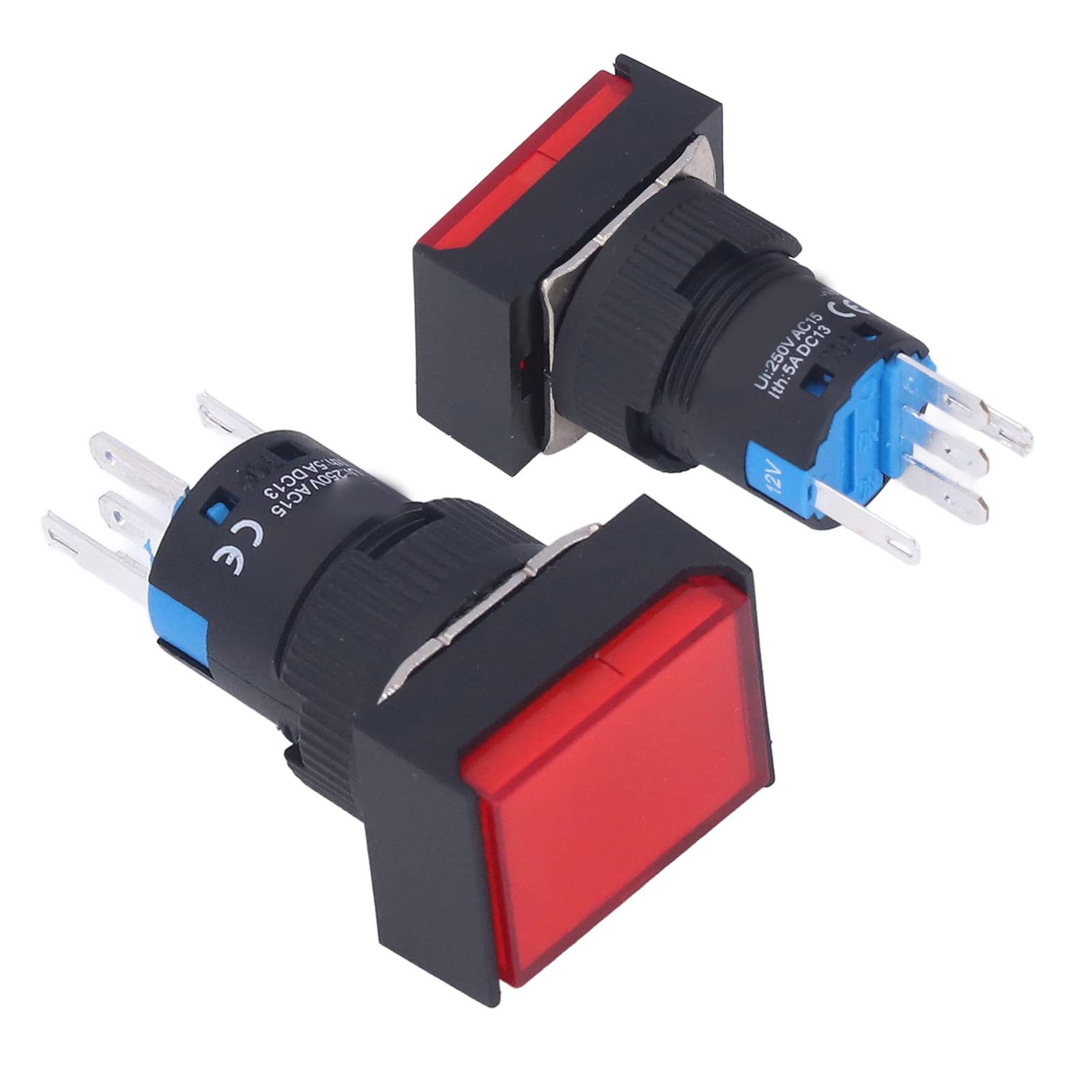 FTVOGUE Interruptor de Botón Momentáneo con Luz Rectangular Autoblocante
