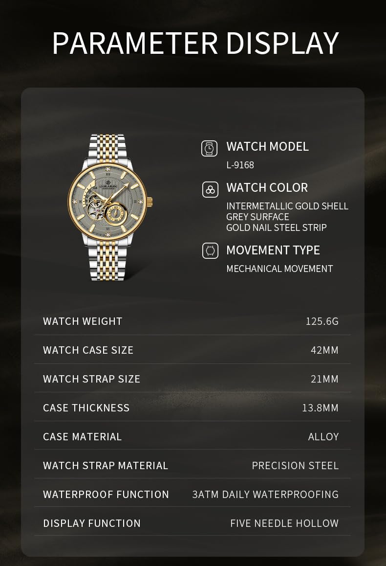 BESTKANG Herren vollautomatische mechanische Skelettierte Tourbillon wasserdichte Edelstahl Multifunktionsuhr