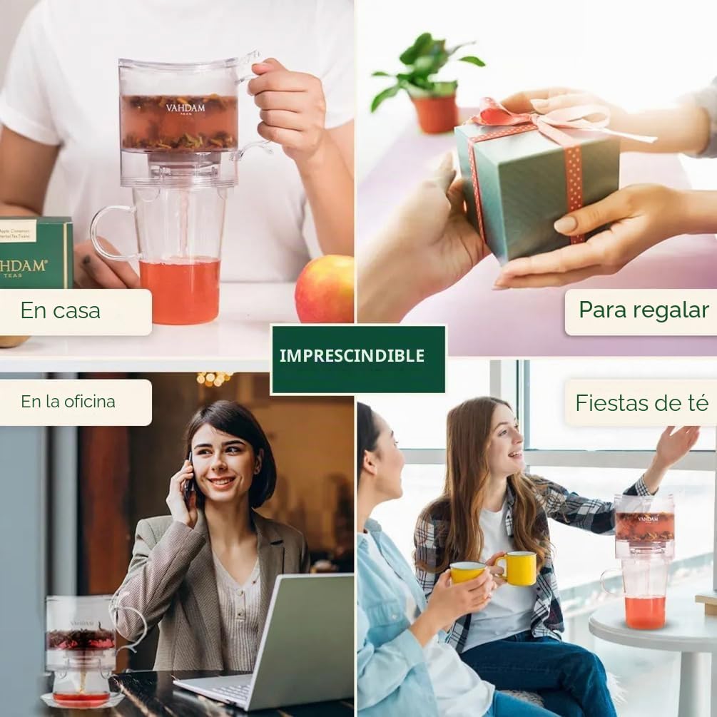 VAHDAM, Tetera para Té a Granel con Filtro de Malla Integrado para Taza | 474 ml | Libre de BPA | Diseño Antigoteo | Ideal para Té Caliente y Frío
