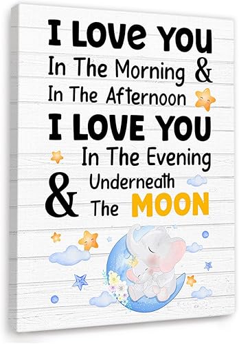 Decoración de pared de bebé elefante para guardería, lienzo enmarcado para decoración de pared de habitación de bebé, cuarto de bebé, 14